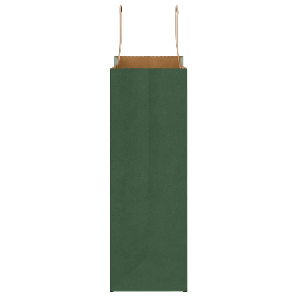 Paper Bags 250 pcs with Handles Green 21x11x31 cm