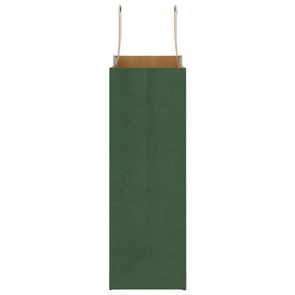 Paper Bags 250 pcs with Handles Green 21x11x31 cm