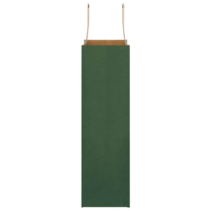Paper Bags 250 pcs with Handles Green 21x11x36 cm
