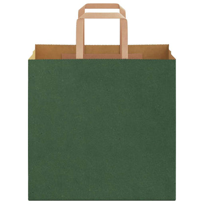 Paper Bags 250 pcs with Handles Green 26x17x25 cm