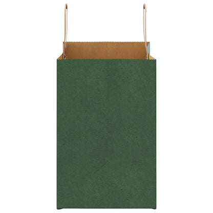 Paper Bags 250 pcs with Handles Green 26x17x25 cm