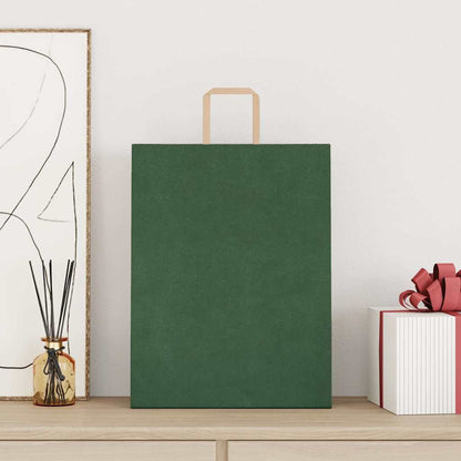 Paper Bags 250 pcs with Handles Green 32x12x42 cm