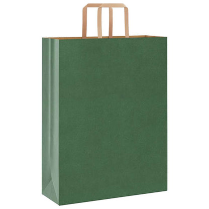Paper Bags 250 pcs with Handles Green 32x12x42 cm