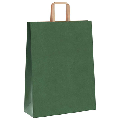 Paper Bags 250 pcs with Handles Green 32x12x42 cm