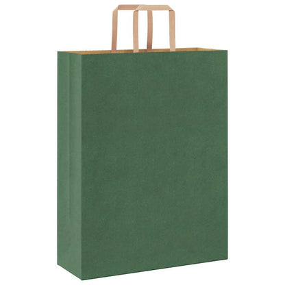 Paper Bags 250 pcs with Handles Green 32x12x42 cm