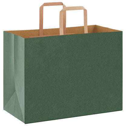 Paper Bags 250 pcs with Handles Green 32x17x25 cm