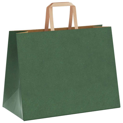 Paper Bags 250 pcs with Handles Green 32x17x25 cm