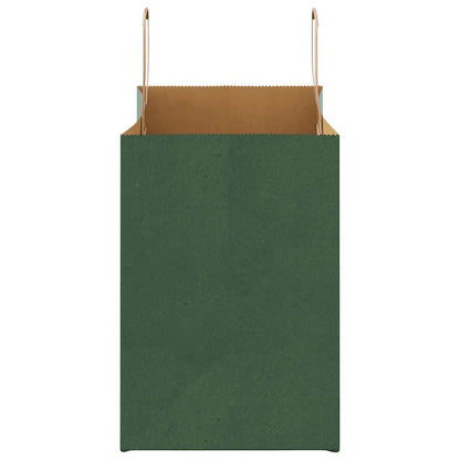 Paper Bags 250 pcs with Handles Green 32x17x25 cm
