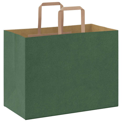 Paper Bags 250 pcs with Handles Green 32x17x25 cm