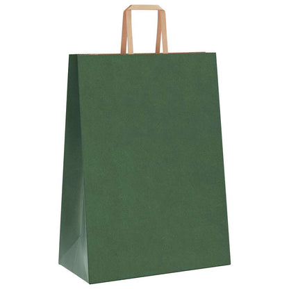Paper Bags 250 pcs with Handles Green 32x17x44 cm