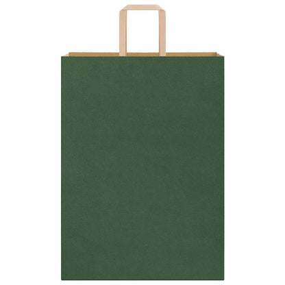 Paper Bags 250 pcs with Handles Green 32x17x44 cm