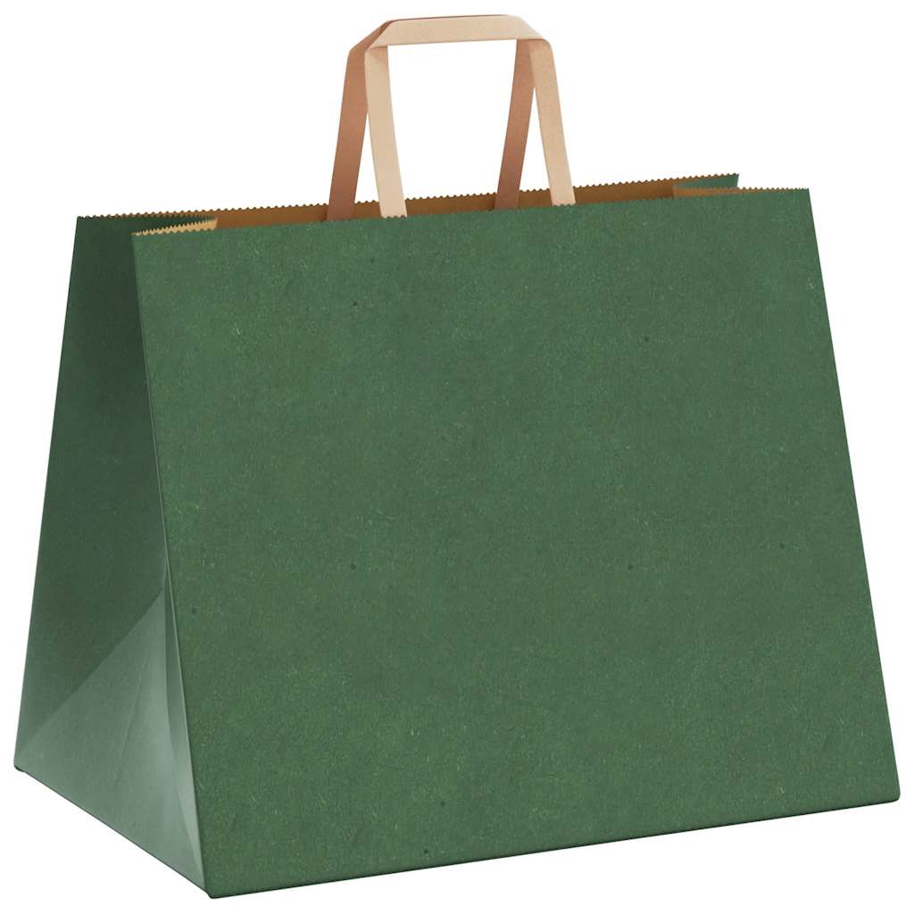 Paper Bags 250 pcs with Handles Green 32x22x24 cm