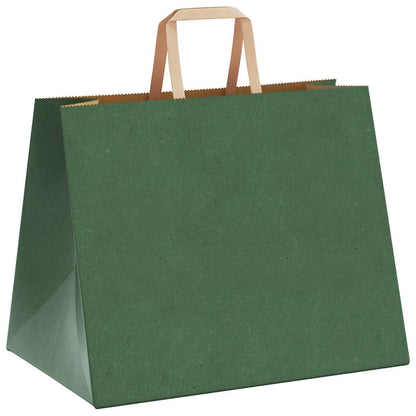 Paper Bags 250 pcs with Handles Green 32x22x24 cm