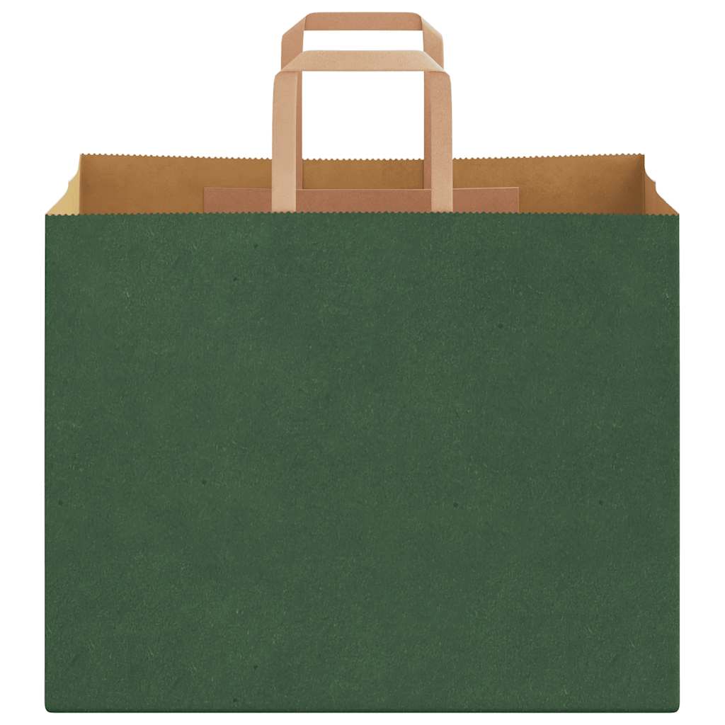 Paper Bags 250 pcs with Handles Green 32x22x24 cm