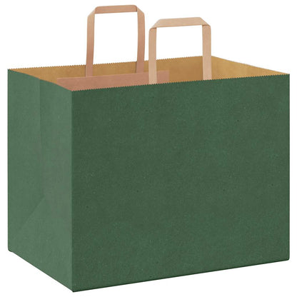 Paper Bags 250 pcs with Handles Green 32x22x24 cm