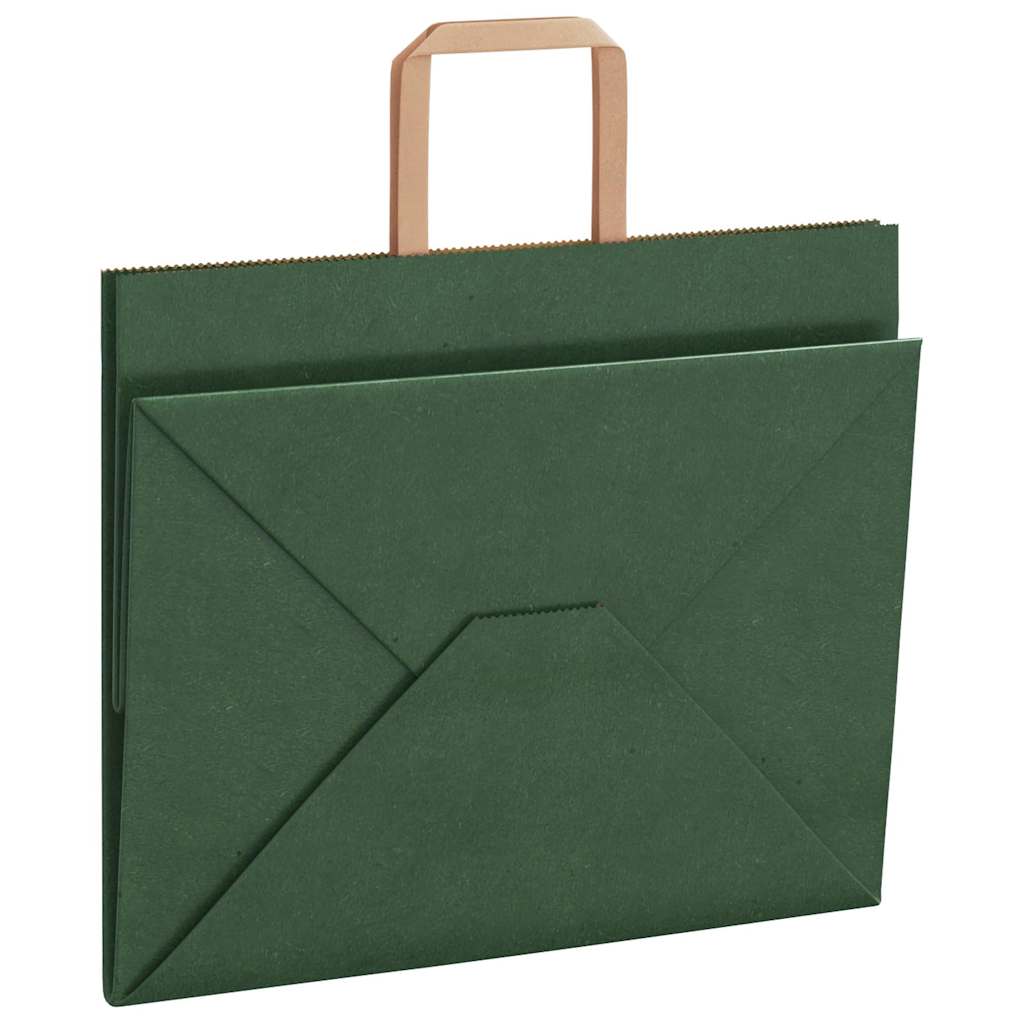 Paper Bags 250 pcs with Handles Green 32x22x24 cm