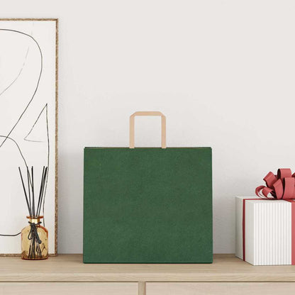 Paper Bags 250 pcs with Handles Green 32x22x28 cm