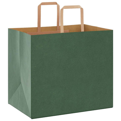 Paper Bags 250 pcs with Handles Green 32x22x28 cm
