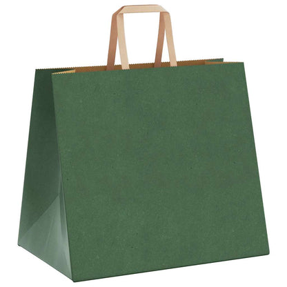 Paper Bags 250 pcs with Handles Green 32x22x28 cm