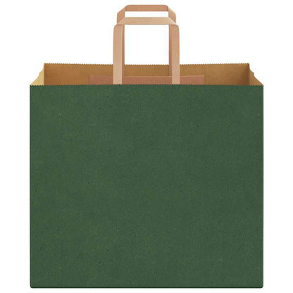 Paper Bags 250 pcs with Handles Green 32x22x28 cm
