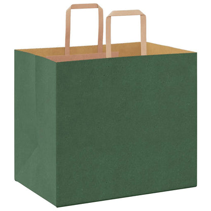 Paper Bags 250 pcs with Handles Green 32x22x28 cm