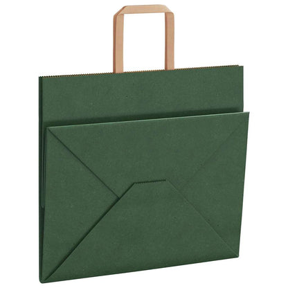 Paper Bags 250 pcs with Handles Green 32x22x28 cm