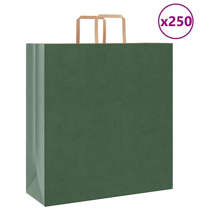Paper Bags 250 pcs with Handles Green 45x17x48 cm