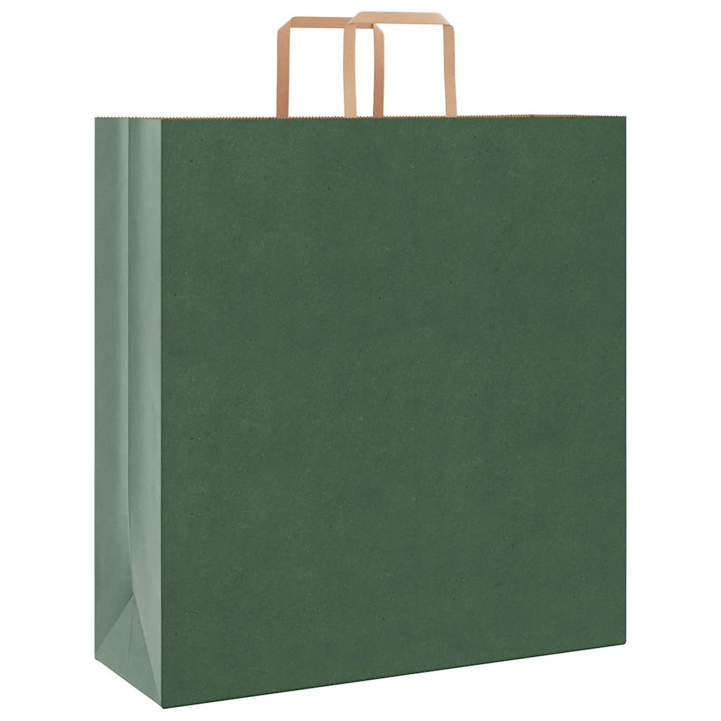 Paper Bags 250 pcs with Handles Green 45x17x48 cm