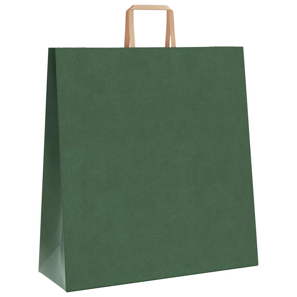 Paper Bags 250 pcs with Handles Green 45x17x48 cm