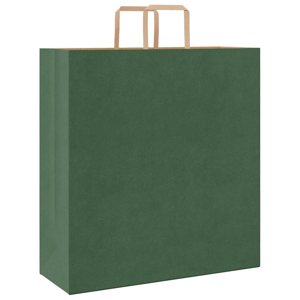 Paper Bags 250 pcs with Handles Green 45x17x48 cm