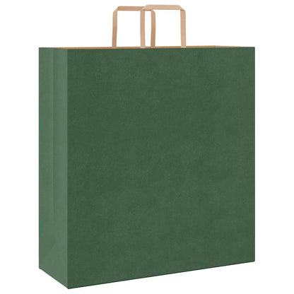 Paper Bags 250 pcs with Handles Green 45x17x48 cm