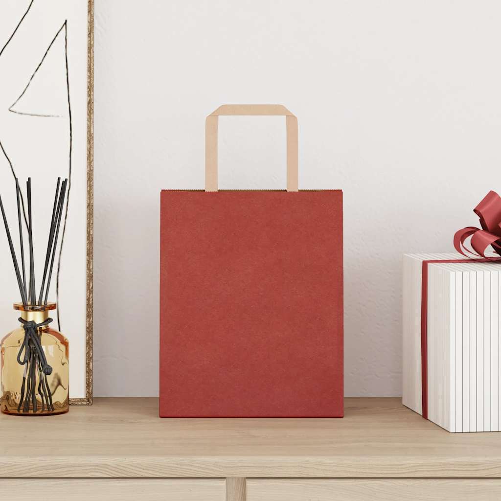 Paper Bags 50 pcs with Handles Red 18x8x22 cm