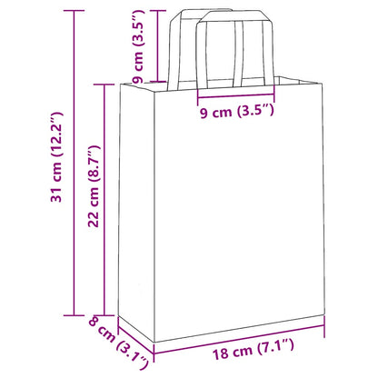 Paper Bags 50 pcs with Handles Red 18x8x22 cm