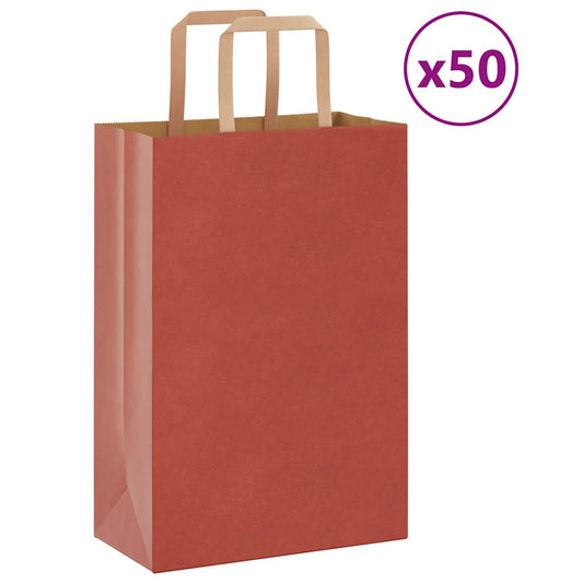 Paper Bags 50 pcs with Handles Red 21x11x31 cm