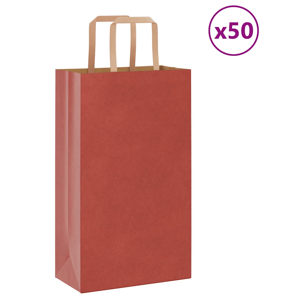 Paper Bags 50 pcs with Handles Red 21x11x36 cm