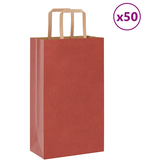 Paper Bags 50 pcs with Handles Red 21x11x36 cm