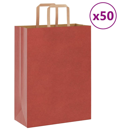 Paper Bags 50 pcs with Handles Red 26x12x35 cm