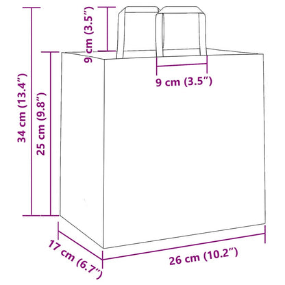 Paper Bags 50 pcs with Handles Red 26x17x25 cm