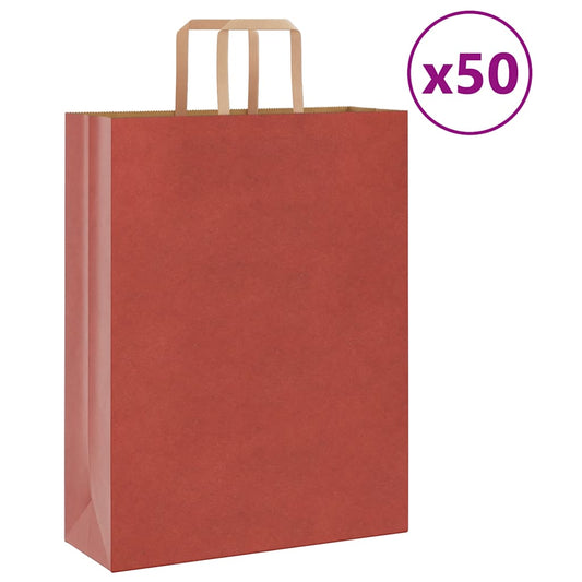 Paper Bags 50 pcs with Handles Red 32x12x42 cm