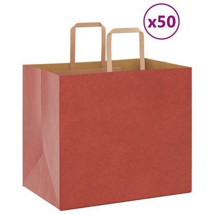 Paper Bags 50 pcs with Handles Red 32x22x28 cm