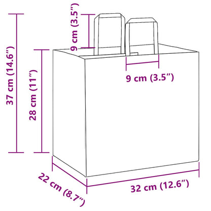 Paper Bags 50 pcs with Handles Red 32x22x28 cm