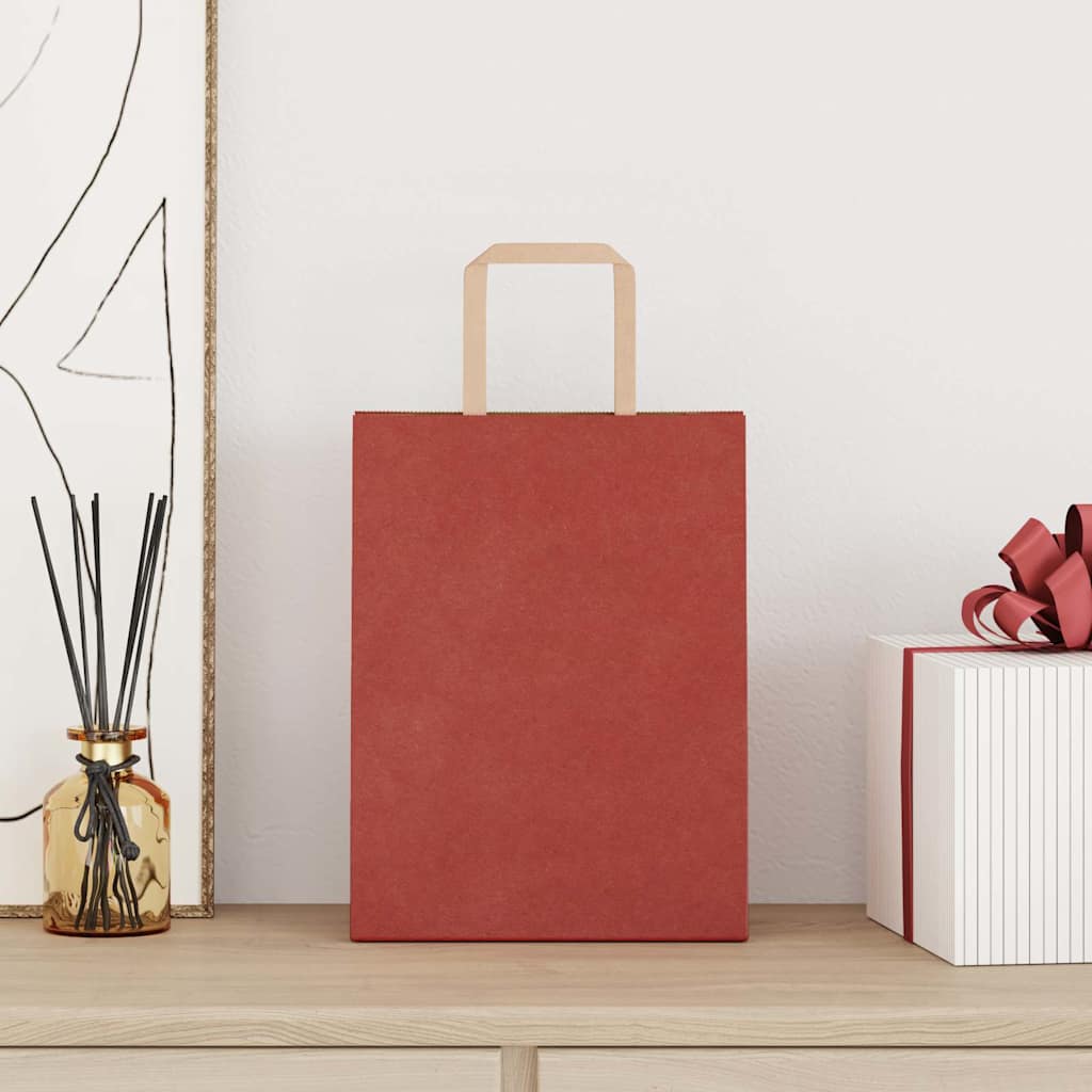 Paper Bags 250 pcs with Handles Red 21x11x28 cm