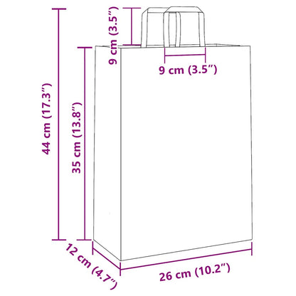 Paper Bags 250 pcs with Handles Red 26x12x35 cm