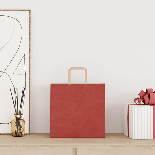 Paper Bags 250 pcs with Handles Red 26x17x25 cm