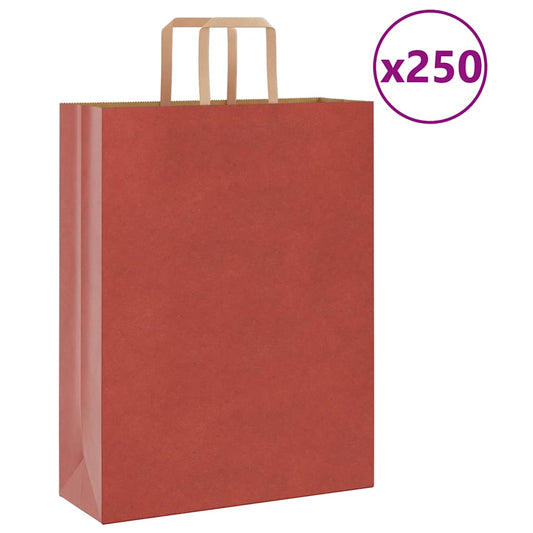 Paper Bags 250 pcs with Handles Red 32x12x42 cm