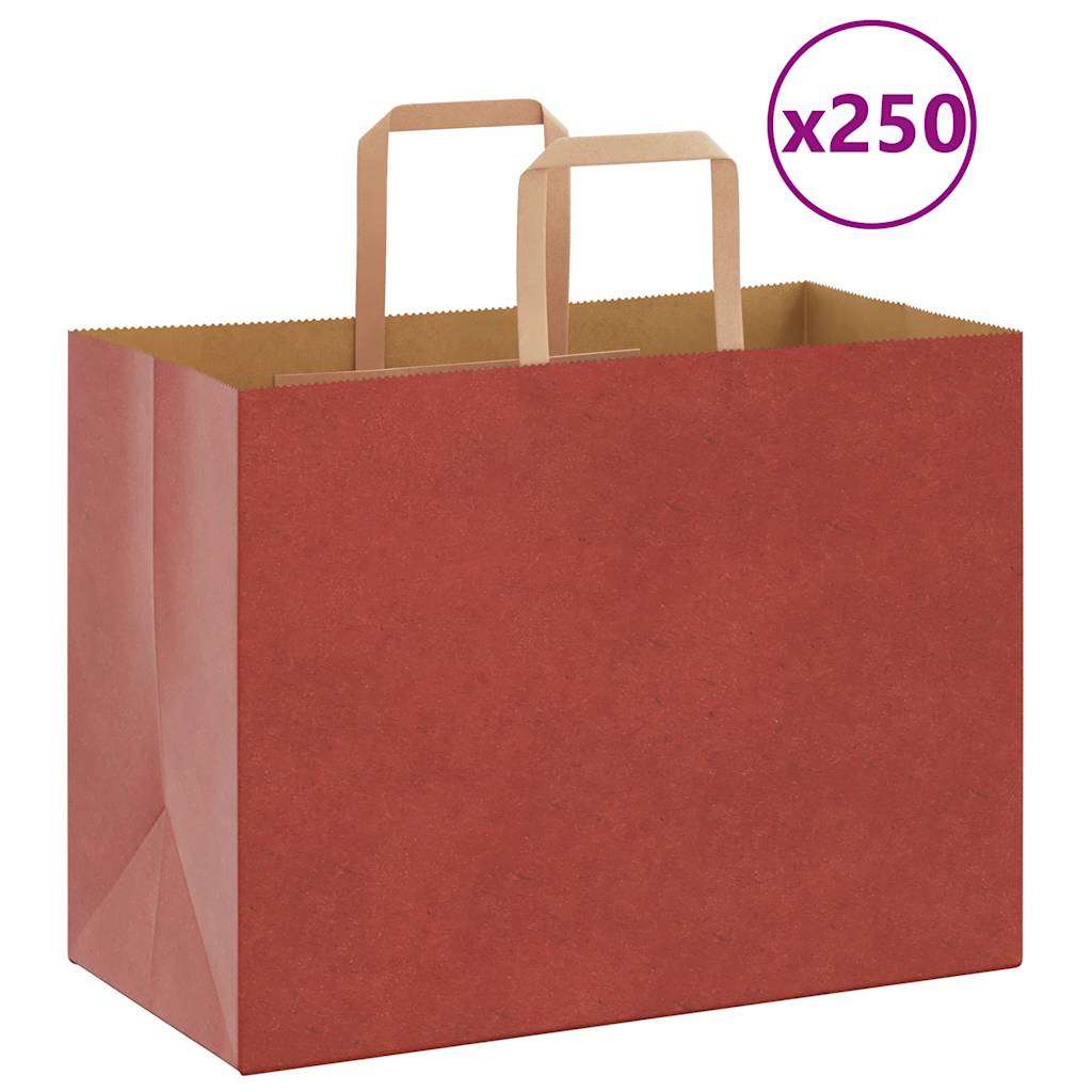 Paper Bags 250 pcs with Handles Red 32x17x25 cm
