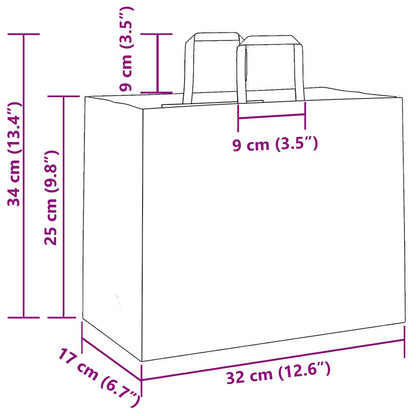 Paper Bags 250 pcs with Handles Red 32x17x25 cm