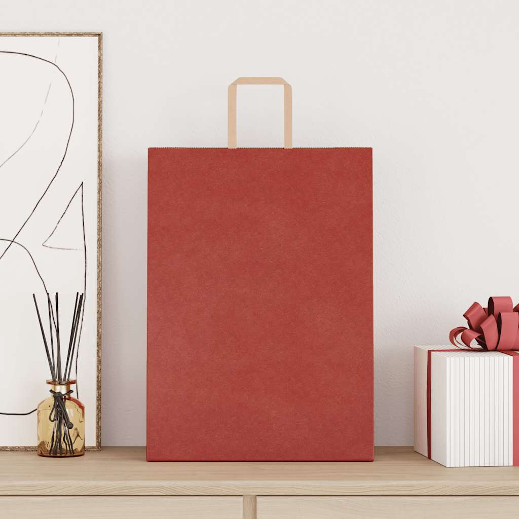 Paper Bags 250 pcs with Handles Red 32x17x44 cm
