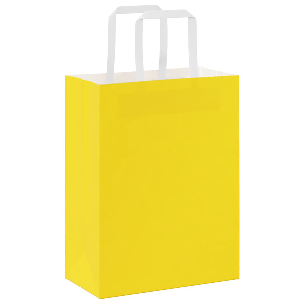 Paper Bags 50 pcs with Handles Yellow 21x11x28 cm