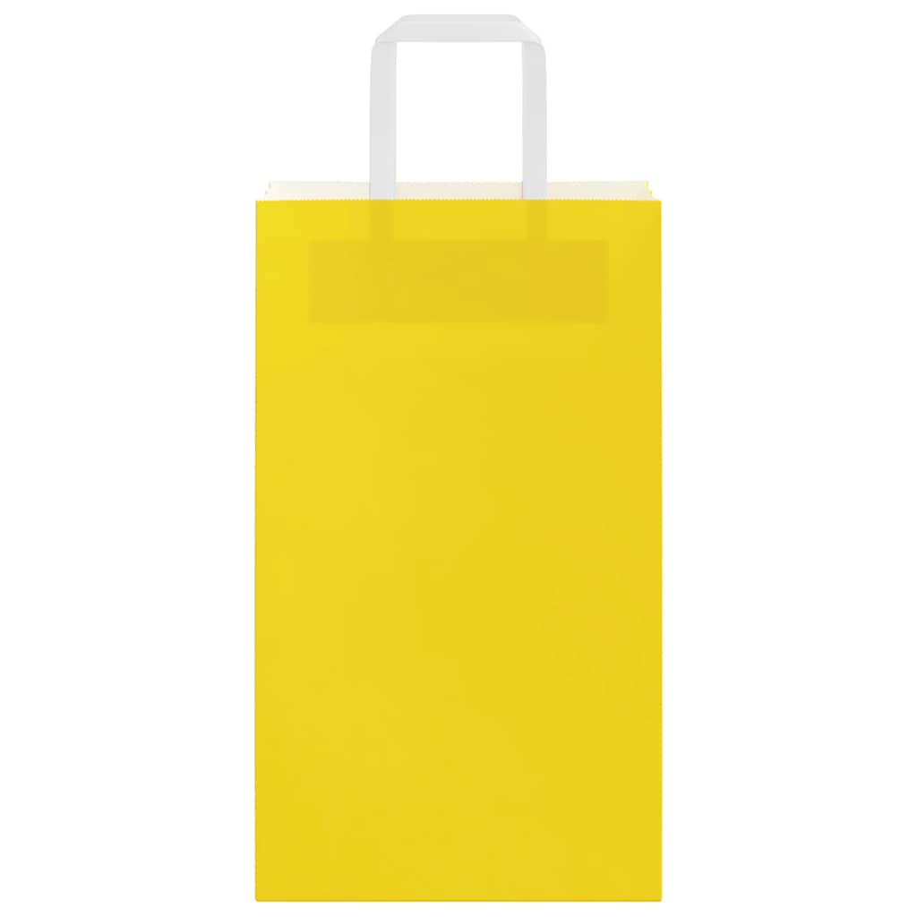 Paper Bags 50 pcs with Handles Yellow 21x11x36 cm